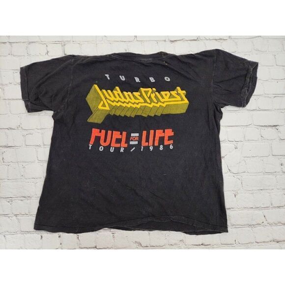 Vintage 1986 Judas Priest Shirt Turbo Fuel for Life Concert Tour Band Tee Metal - Picture 7 of 9